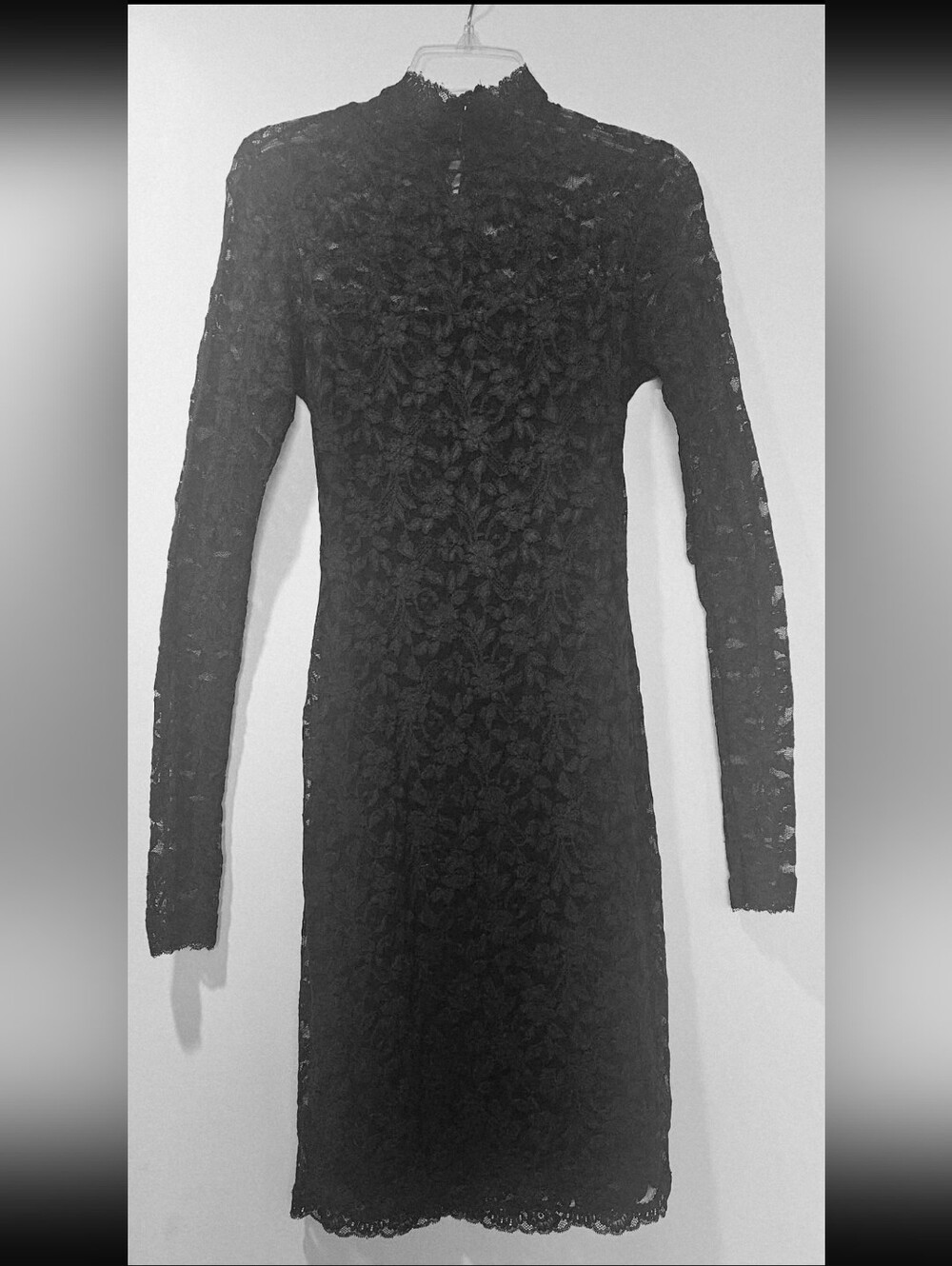 Long Sleeve Black Lace Sheath Dress